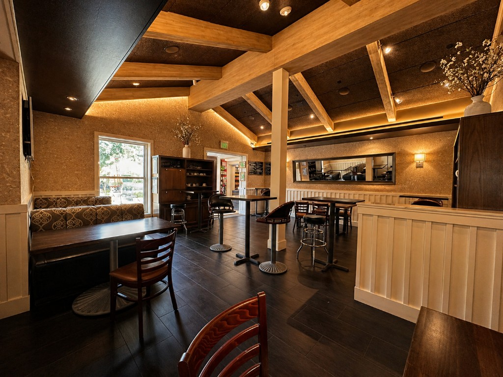 Restaurant interior with varied seating
